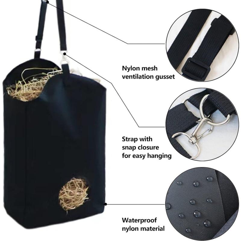 Ló szénzsák Hordozható Vízálló Nagy Kapacitású Állítható Vállpánt Oxford Szövet Széna