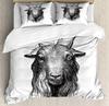 Horror House Duvet Cover Set Art Pentagram Goat Skull Devil Dream Hooded Exorcist Image Decorative Bedding SetKing Size Blue