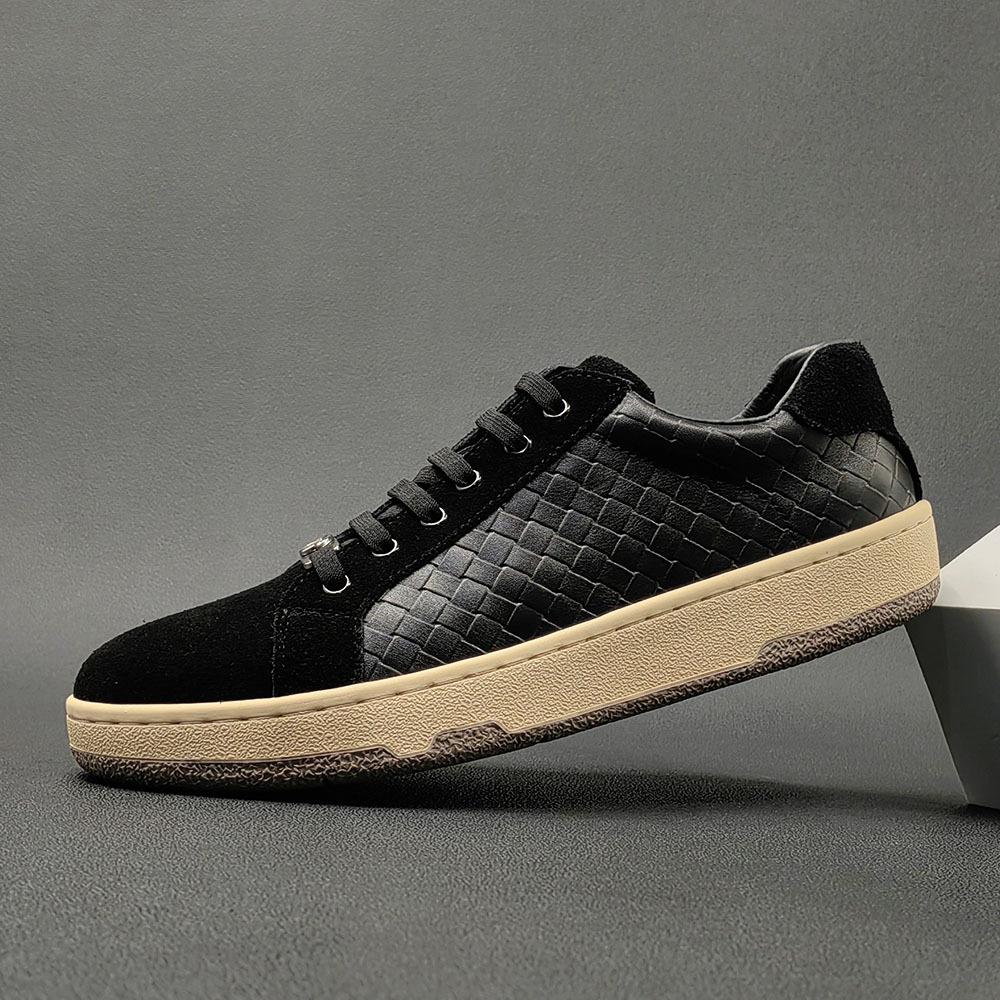 

Модная новая обувь для мужчин Натуральная кожа Повседневная обувь Уличный тренд Плоские кеды для скейтборда Осенние дышащие кроссовки из коровьей кожи 38 чёрный