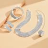 Hochwertiges Übertriebenes Braut-Strass-Halsketten-, Ohrring-, Armband- & Ring-Set für Hochzeitsfotografie