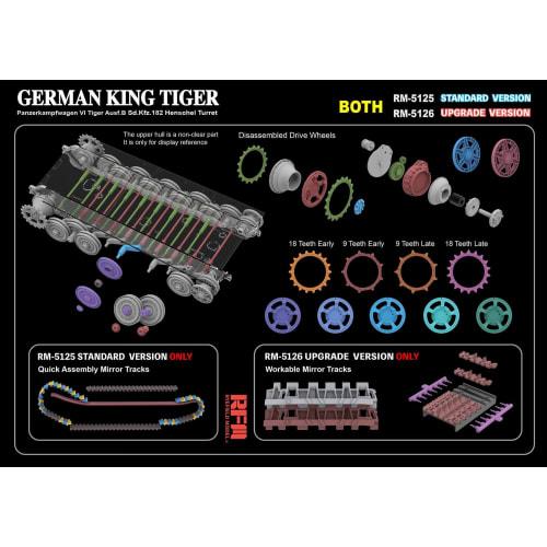 RYEFIELD MODEL 1/35 Sd.Kfz.182 King Tiger Henschel Turret Upgraded Version Plastic Model Kit RFM5126