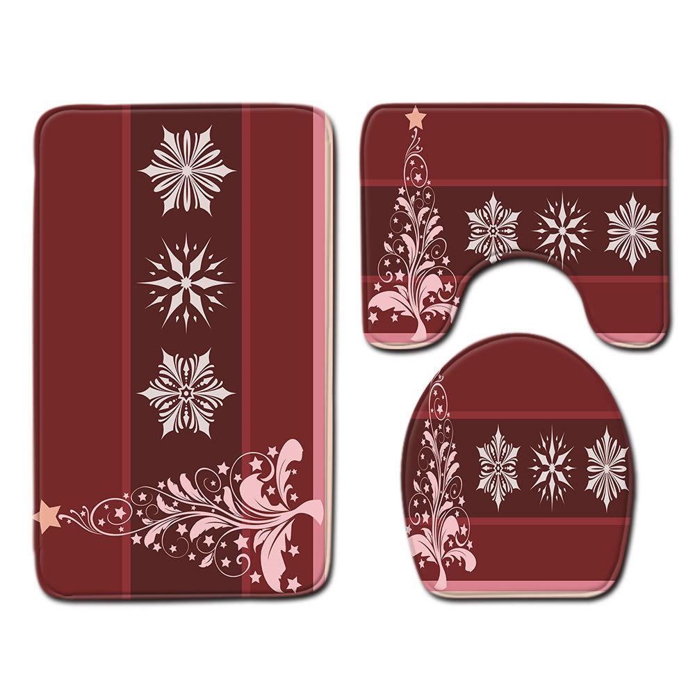 Christmas Bathroom Floor Mat Toilet Three-Piece Set