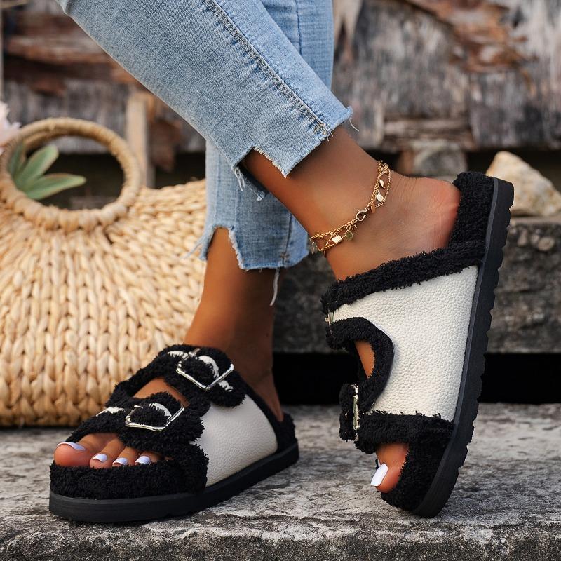 Fashion Ladies Slippers Winter Fashion Casual Flannel Comfortable Thick-soled Waterproof Cotton Slippers Outdoor Flat Shoes Plus Size43