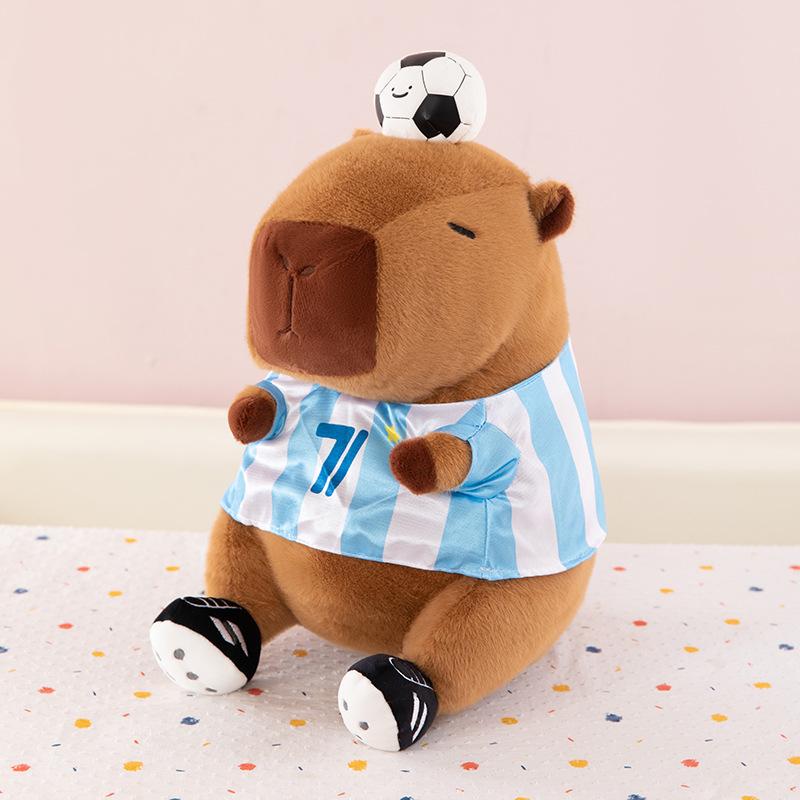 

Football player capybara kapibara plush toy cute rag doll throw pillow doll 35Cm 0.32kg