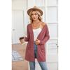 Autumn and Winter Solid Color Loose Long Sleeve Pocket Cardigan Jacket Women's New Style