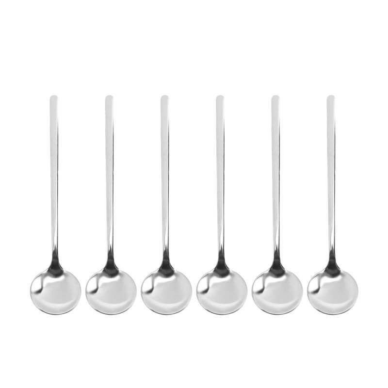 A20F-Stainless Steel 6Pcs Espresso Spoons Teaspoons For Coffee Sugar Dessert Cake Ice Cream Soup Antipasto