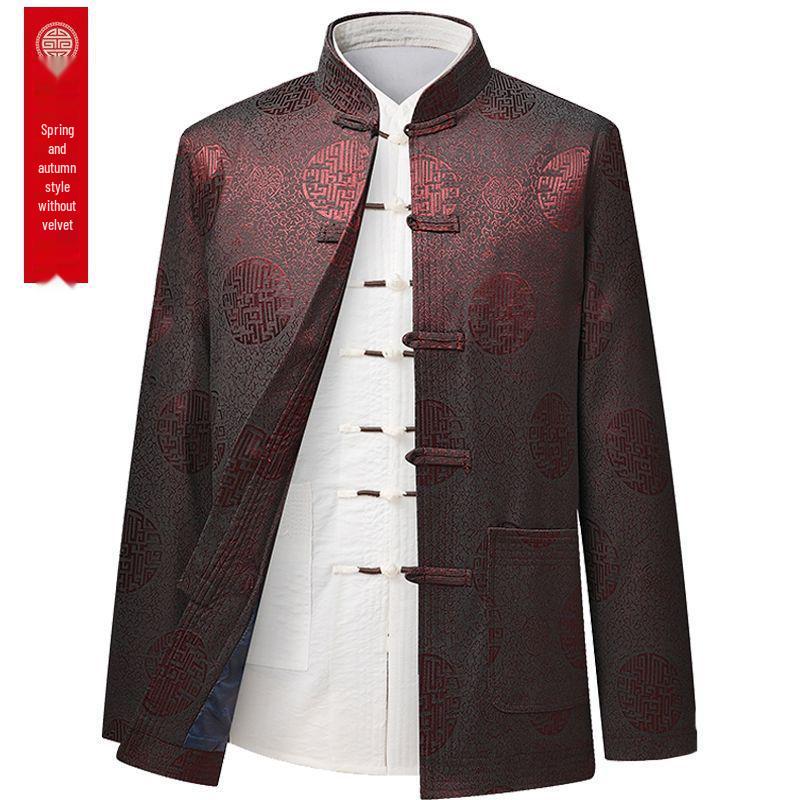 Men's Chinese Style Velvet-Lined Jacket for Autumn/Winter - Perfect for Dad or Grandpa