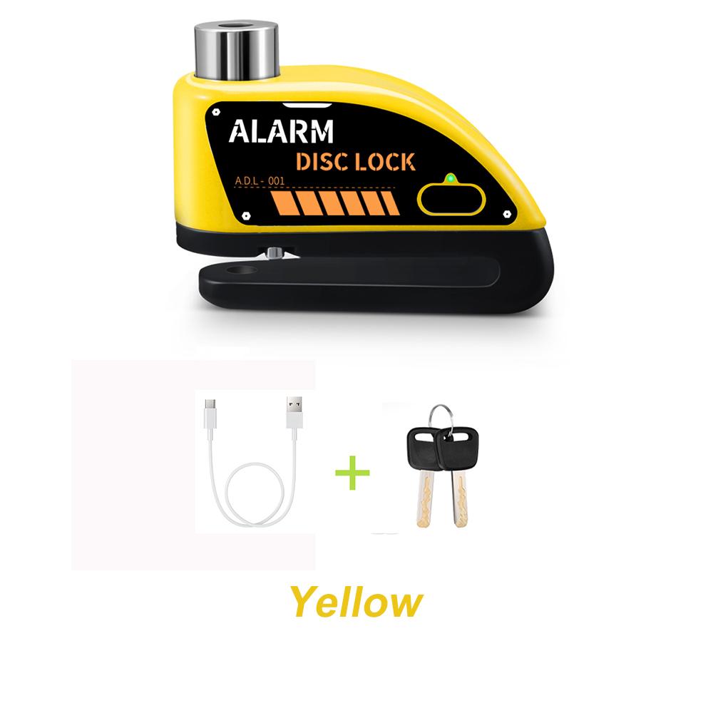 Anchtek Motorcycle Rechargeable Disc Lock Alarm 120db Bicycle Anti-theft Padlock Security Protection Bike Motorbike Accessories жёлтый