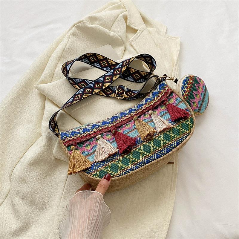 

Летняя цветная плетеная сумка-тоут женская, новая модная трендовая сумка подмышку, сумка для мобильного телефона, универсальная одинарная синий