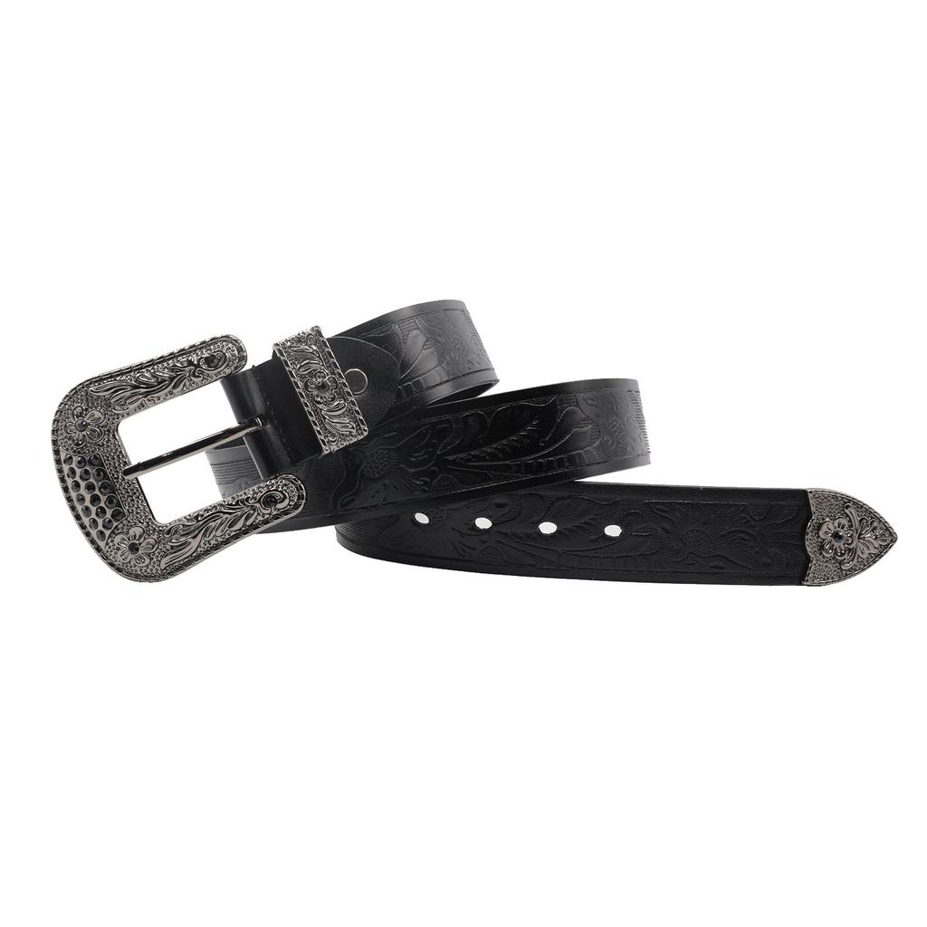 Original Design Rhinestone Belt First Layer Cowhide Men'S Leather Belt Simple Casual Retro Style Youth
