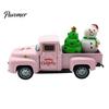 Red Truck Figurine Christmas Pickup Figurine, Vintage Car Statue with Santa Claus, Holiday Ornament Tree, Snowman, Miniature Alloy Vehicle for
