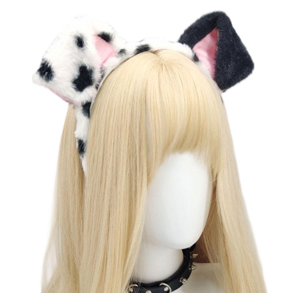Bandeaux d'oreille en peluche mignons pour chiens dalmatiens Bandeau de spa Oreilles d'animaux réalistes Accessoires de convention de bande dessinée Accessoire de fête de festival