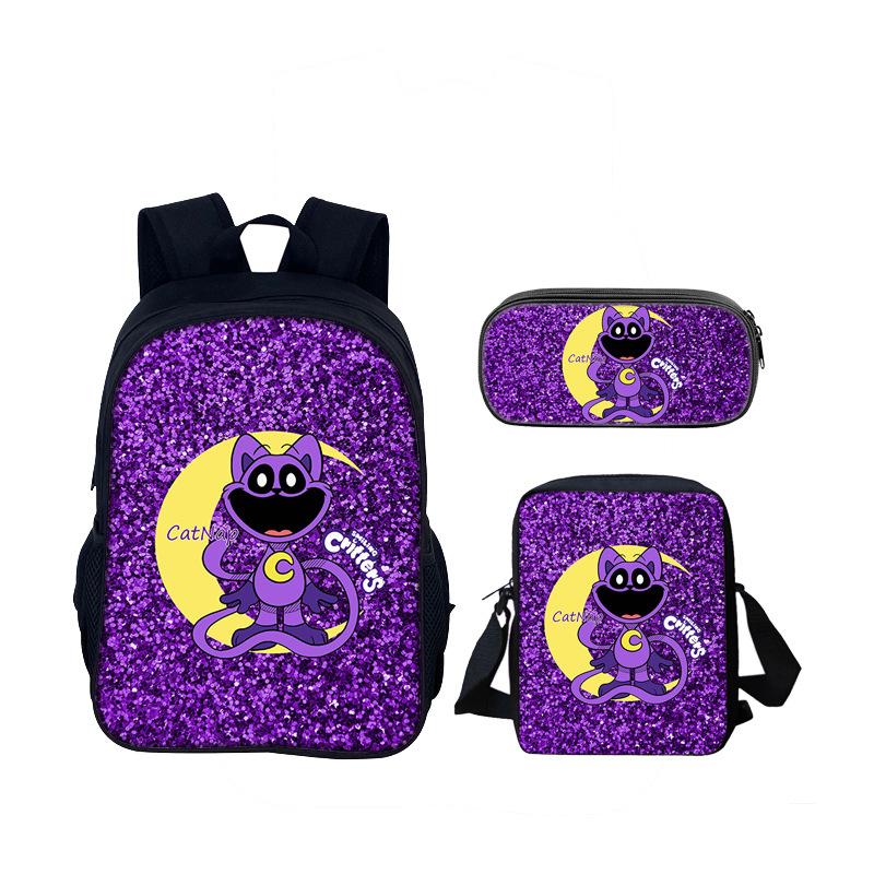 Set 3pz Borsa Scuola Critters Sorridenti 40cm/15.7inch Zaino Borsa a Spalla Astuccio Borse per Computer per Ragazzi Ragazze Miglior Regalo