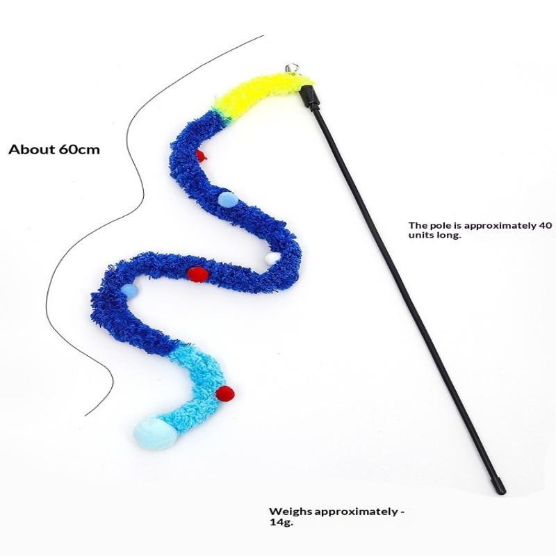 Cat Toy Feather Cat Teaser Wand Cat Interactive Toys Funny Caterpillar Colorful Rod Christmas Hairball Teaser Wand Pet Supplies