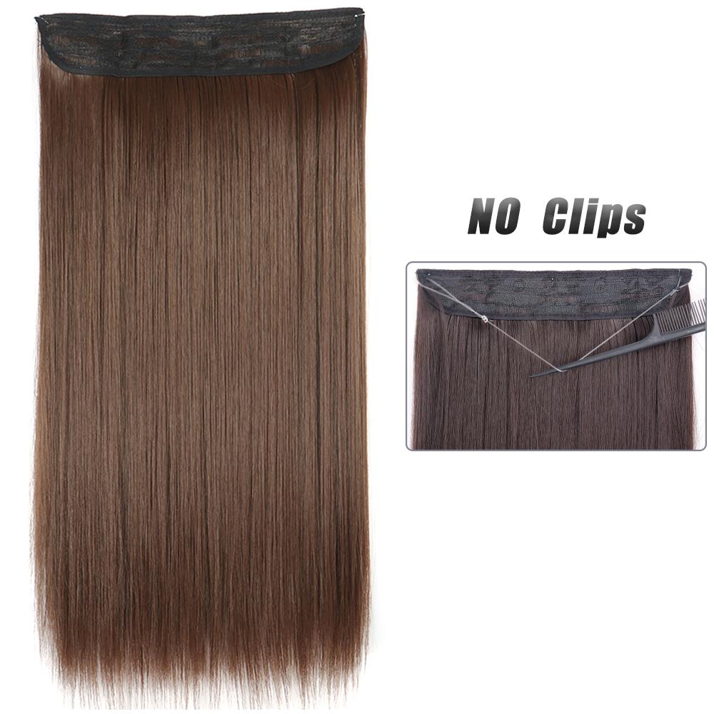 Women Fashion Long Straight Hair Extensions Synthetic Fiber Long Wavy Straight Invisible No Clips Hairpiece