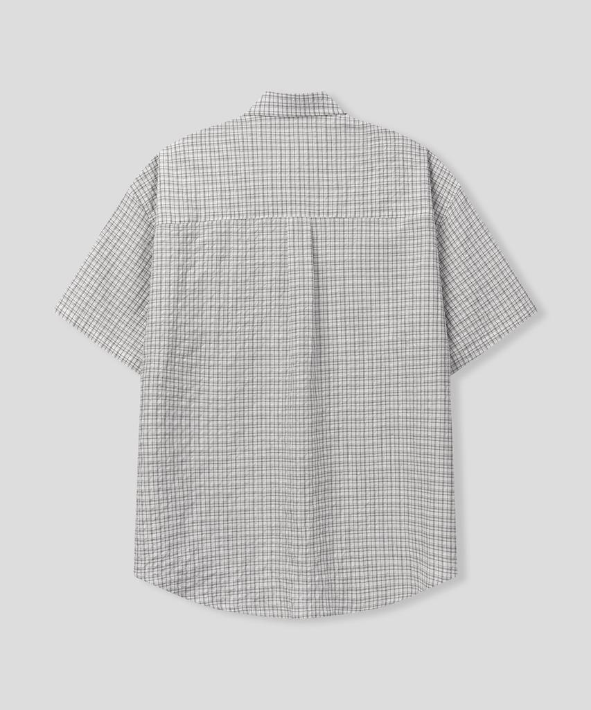 BLACK MOMENT Summer Light Crinkle Check Shirt [Blue]