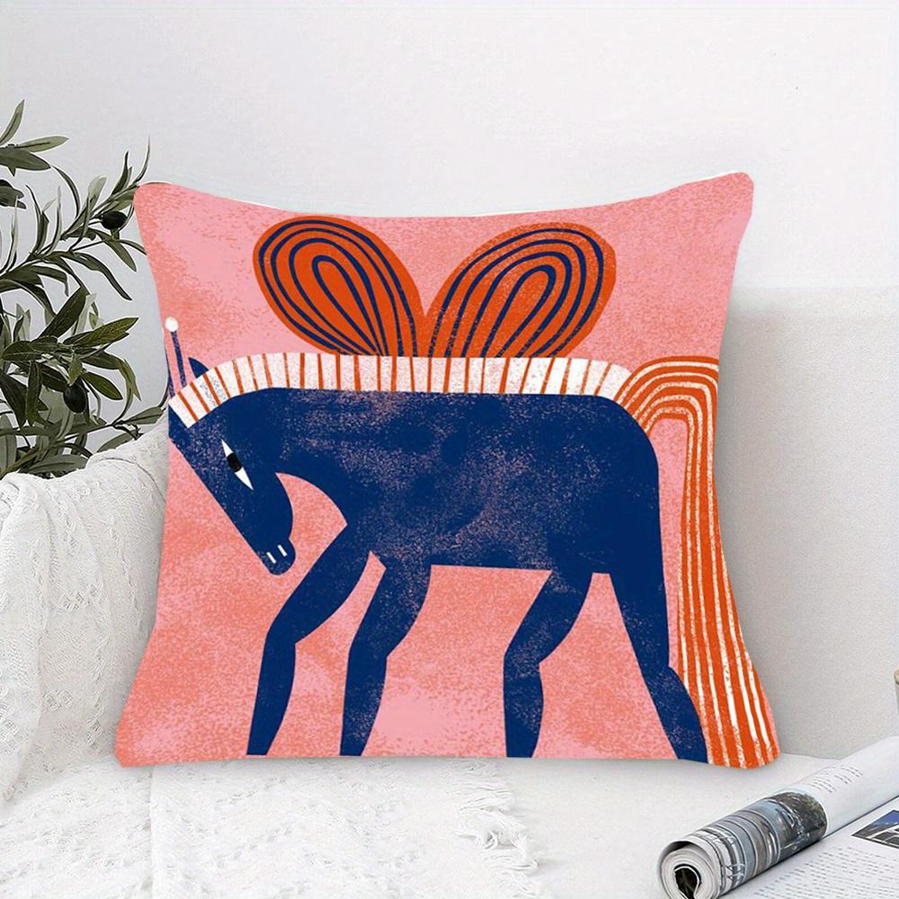 pc Bohemian Living Room Pillow Cover Polyester D DoubleSided Print Cushion Case Abstract Folk Horse Art Throw Pillowcase fo