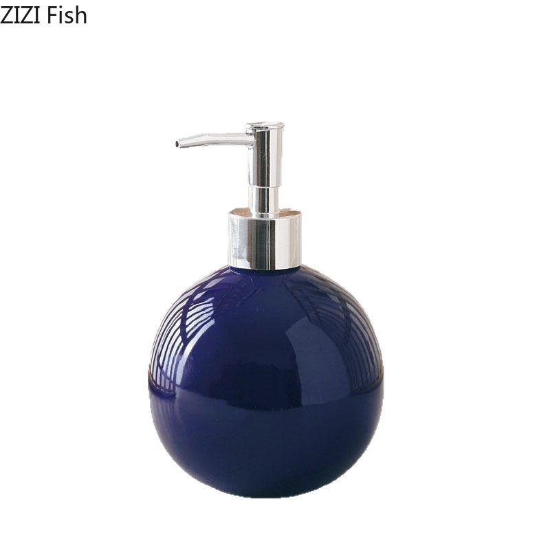 Dispensador de jabón de manos redondo de cerámica minimalista Botella de jabón de manos para hotel Botella de loción para baño Bomba de jabón Accesorios de baño para el hogar