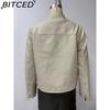BITCED Spring/Autumn Casual Leather Jacket for Women Fashion Streetwear Stand Collar Biker Jacket