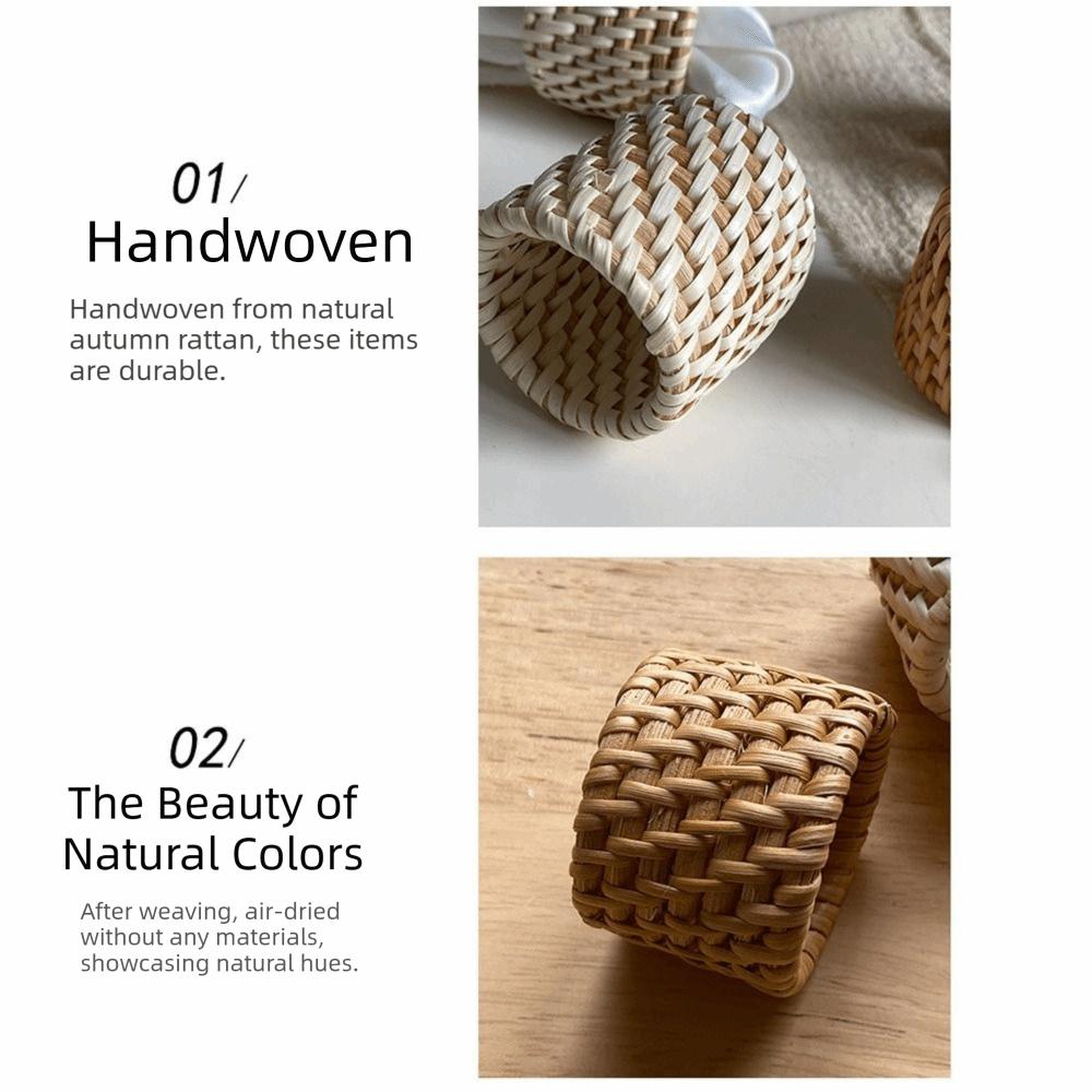 Natural Material Handwoven Rattan Napkin Rings Handmade Rattan Napkin Buckle  Wedding Party Use