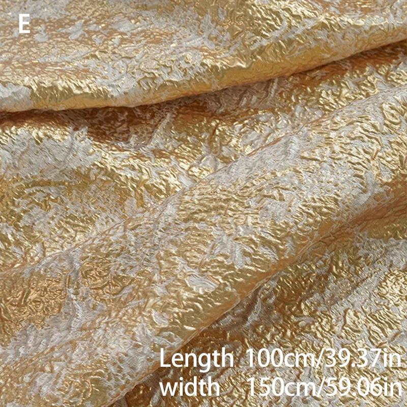 Elegant Bronsguldtråd Blommönster Jacquardtyg 3D Präglad Diy Sy Hanfu Cheongsam Klänning Väska Tyg Hemtextilier