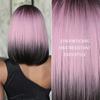 Purple Pink Ombre Black Short Straight Synthetic Wigs with Bangs Bob Wig for Women Daily Cosplay Party Heat Resistant Fake Hairs