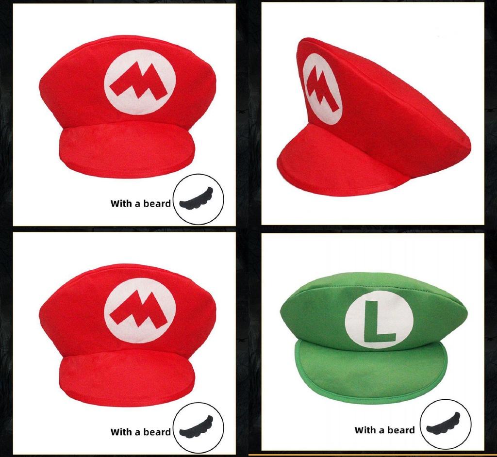 Super Mario Bros Red Green Cosplay Hat Unisex Costume Prop Gift