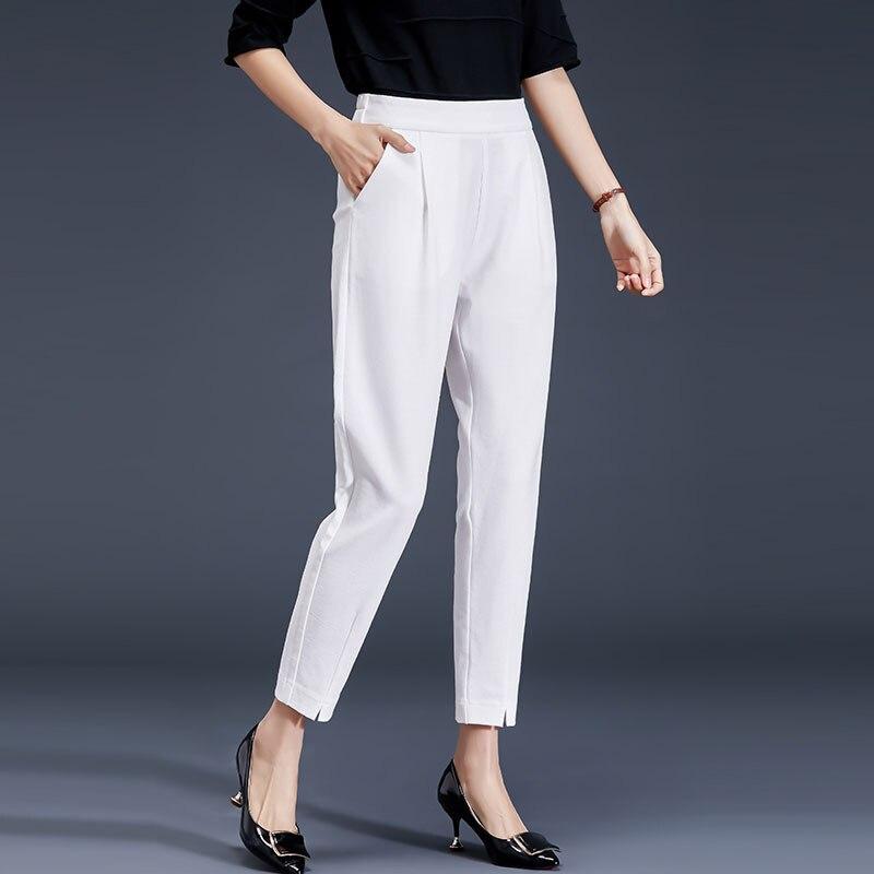

Осень 2022, полосатые белые, черные женские брюки, женские шаровары с высокой талией, капри для женщин, брюки женские 5xl XXXXL белый