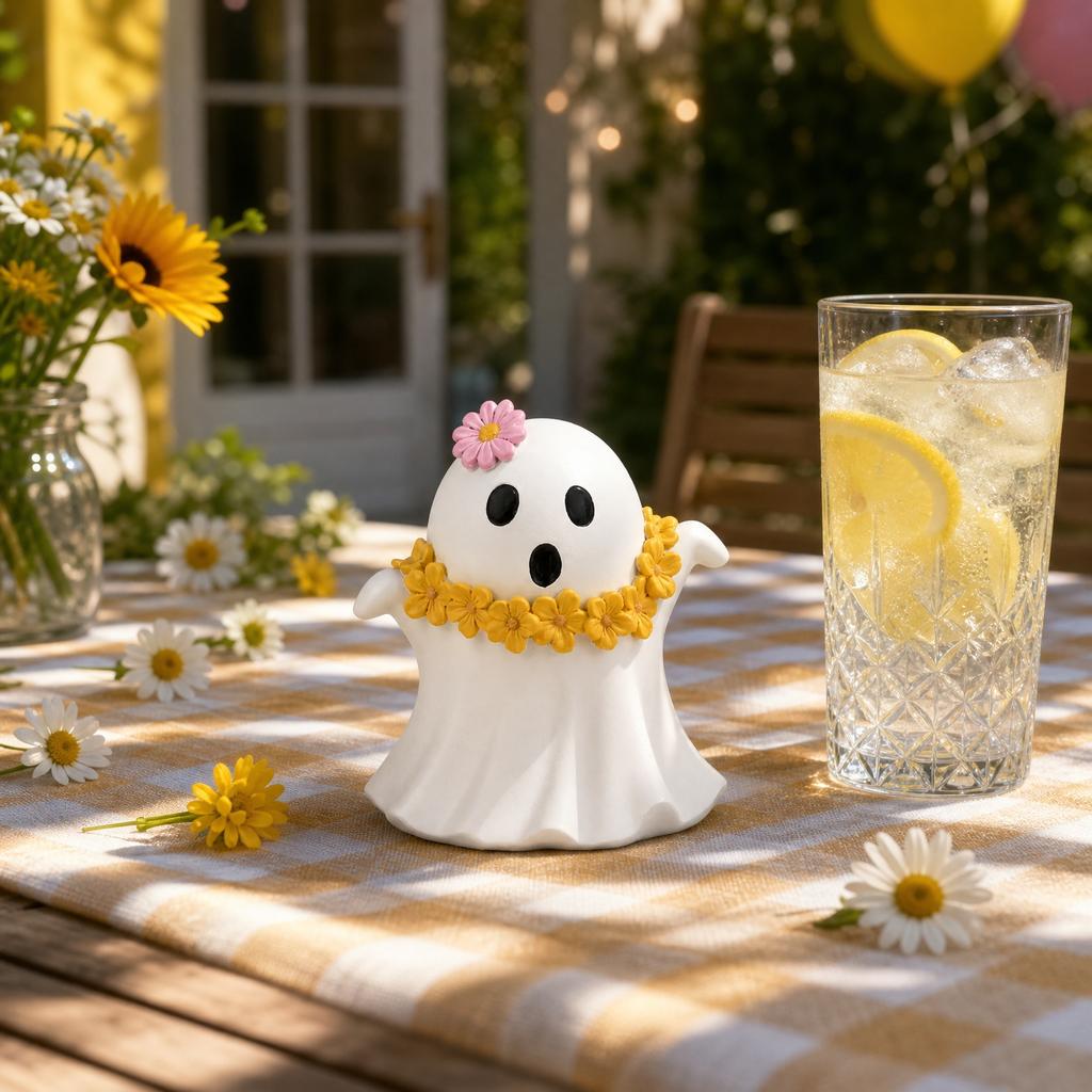 Halloween Ghost Figurine Tabletop Decoration Summer Themed Ghost Ornament for Indoor Outdoor Seasonal Holiday Display