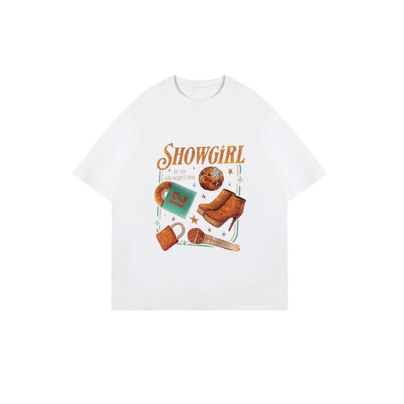 Showgirl Oversized T Shirt Black Showgirl Era With Disco Ball Boots Microphone And Lock Print For Casual Party Wear