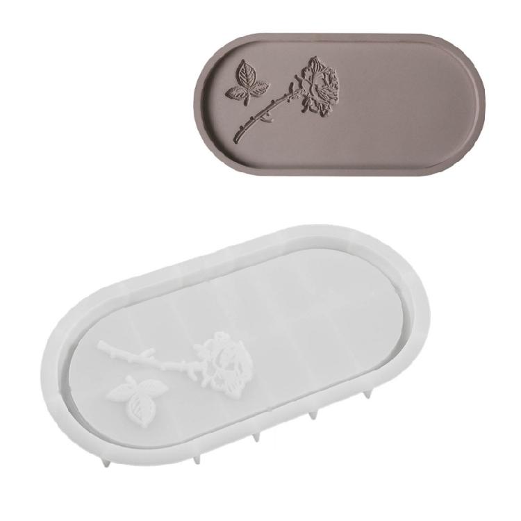 DIY Dish Molds Cup Pad Molds Elliptical Shaped Epoxy Resin Molds Silicone Material for DIY Hand-Making Dish Artworks