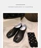 Glitter Silver Leather flat trotter shoes woman brand designer ninja loafers women soft bottom split toe moccasins
