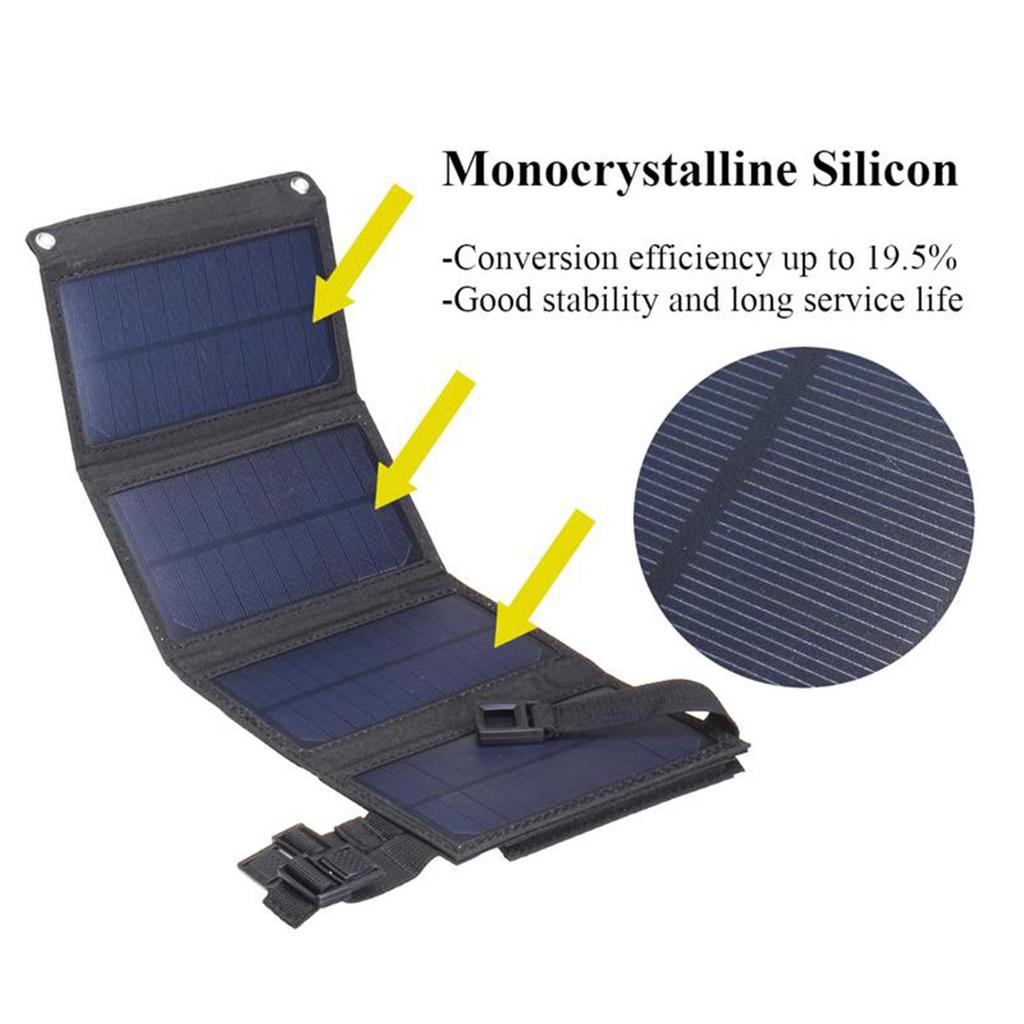 20W 5V Foldable USB Solar Charger for Outdoor Mobile Devices