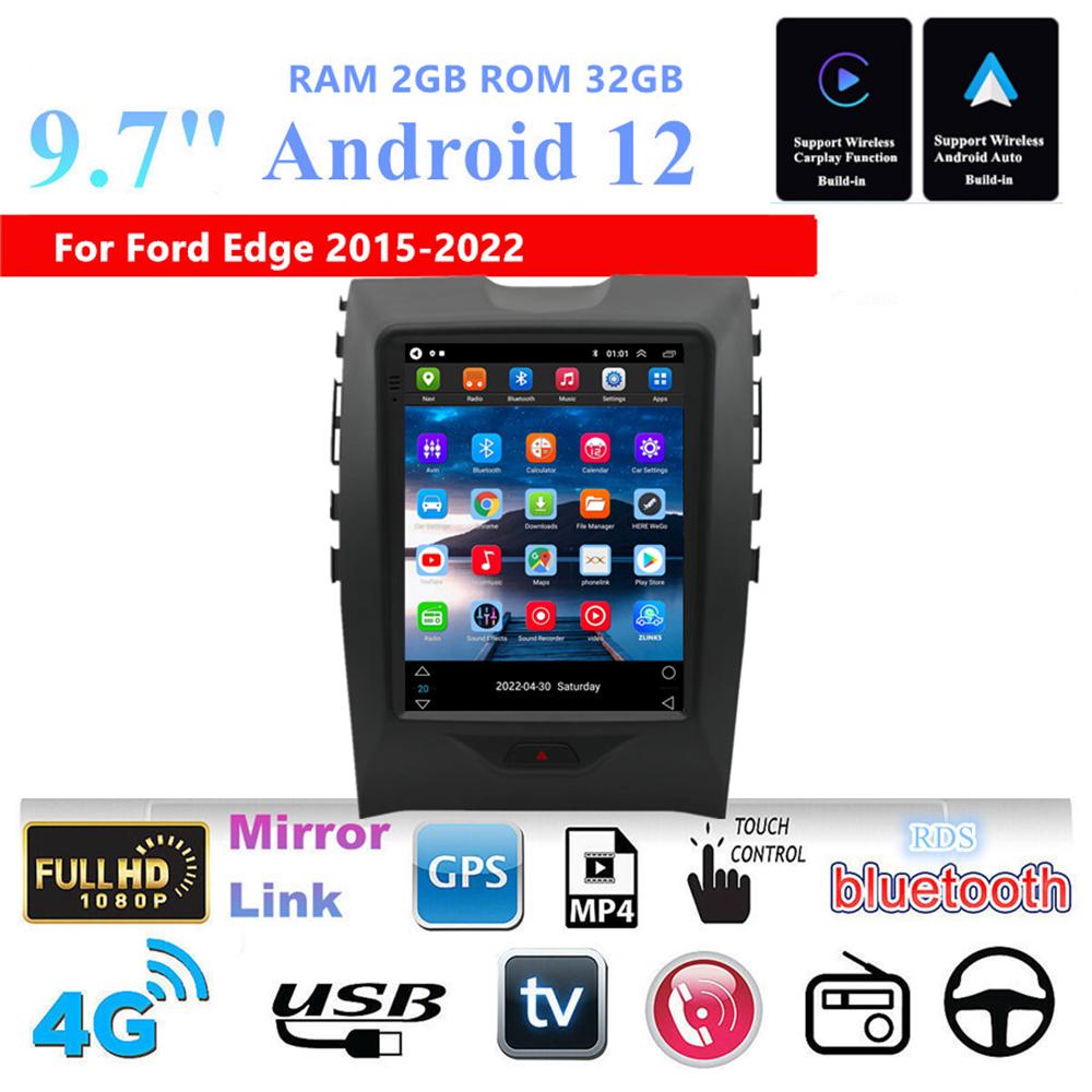 9.7'' Vertical Stereo Radio 2+32GB GPS Navigation For Ford Edge 2015-22 Carplay