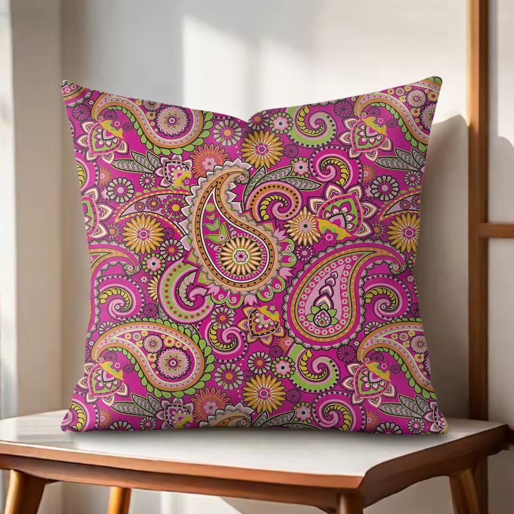 Painted Design PPaisleyS Cushion Cover Natural Linen Organic Fabric DoubleSided Printing Couch Pillow Covers Home Decor
