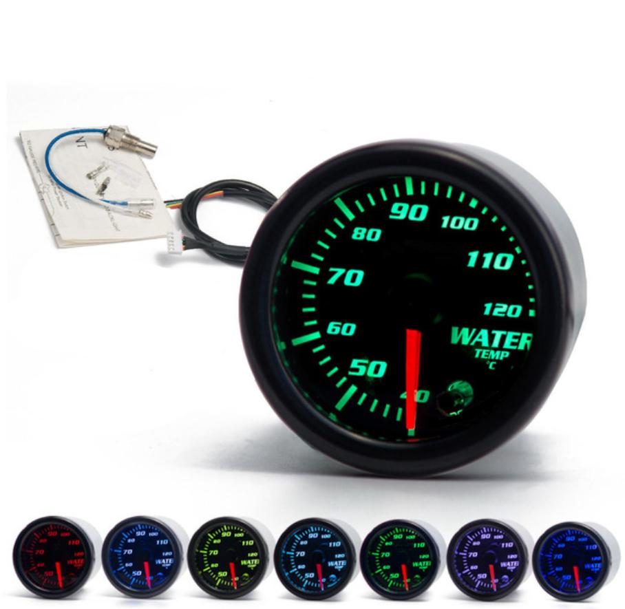 Universal Car 2"/52mm 7 Colors LED Water Coolant Temperature Temp Gauge Meter