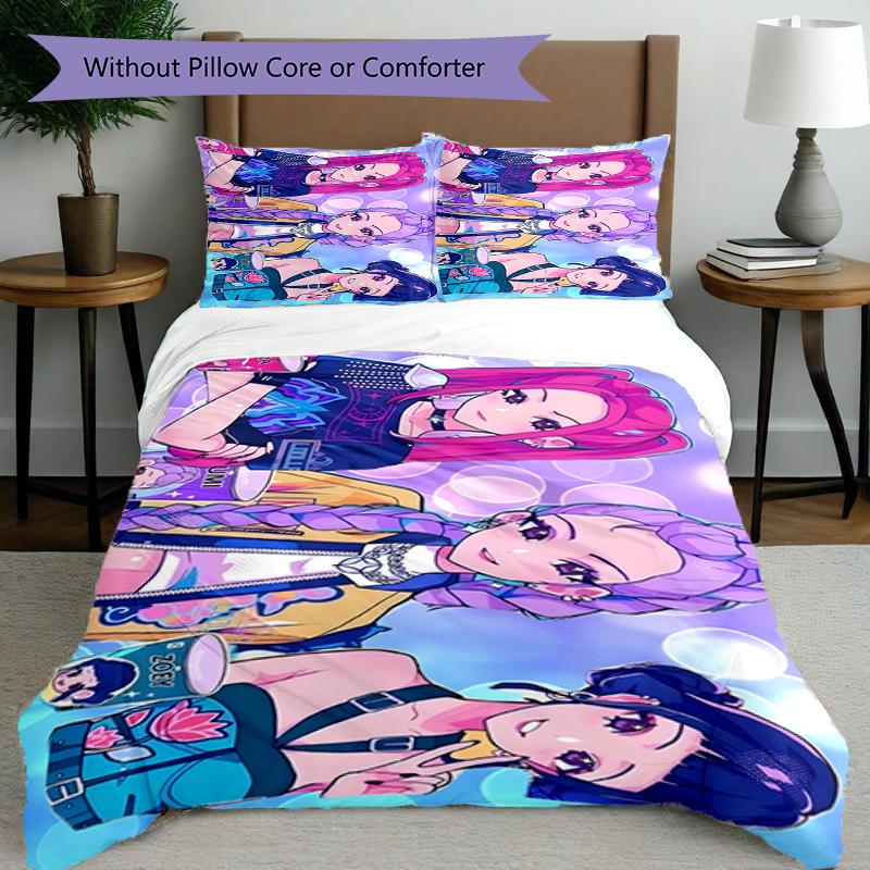 3pcs Duvet Cover Set (1*Duvet Cover + 2*Pillowcase, Without Core),KPop Demon Hunters Print Bedding Set, Bedroom Decor, All‑Season, Birthday Gift
