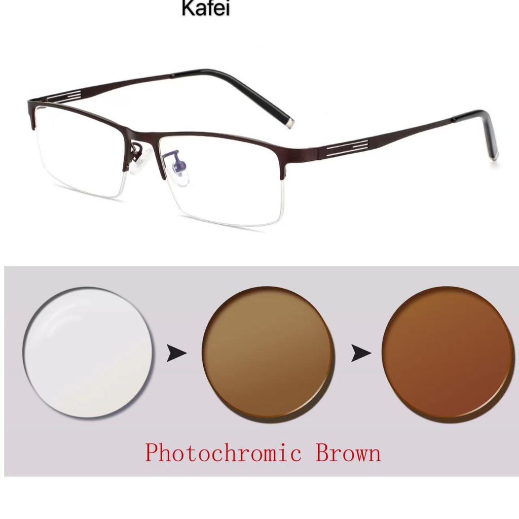 Titanium Alloy Photochromic Myopia Eyeglasses Women Men Prescription Spectacles Eyewear +0.5 +0.75 +1 +1.25 +1.5 +2 +2.5 To +6