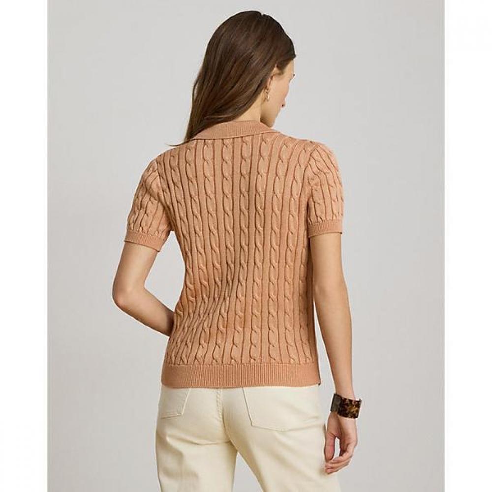 Lauren Ralph Lauren Cable Cotton Blend Short Sleeve Sweater Wmlrswesn820217650