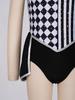 Girls Clown Cosplay Bodysuit Rhombus Patchwork Ruffled Sleeves Mock Neck Back Zip for Circus Halloween Masquerade Performance