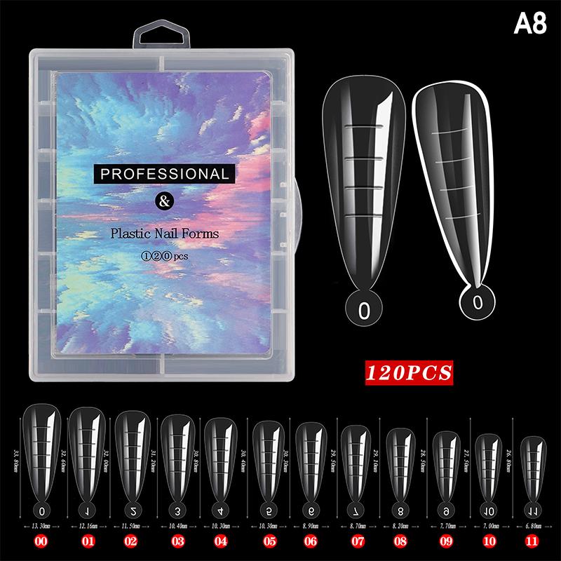 120 Pcs/Set Clear Dual Forms False Nails Full Cover Quick Building Gel Mold Tips Nail Extension Molds Upper Forms For Nails Tips