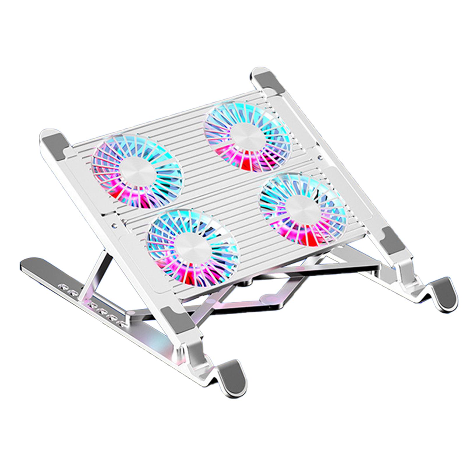 

Алюминиевая охлаждающая подставка для ноутбука, светодиодные игровые кулеры для ноутбука, тихий вентилятор, складной кронштейн для подставки под высоту ноутбука A серебряный