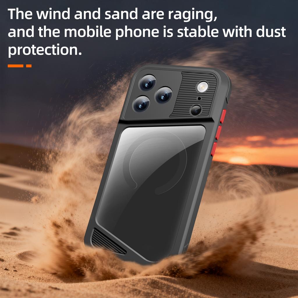SHELLBOX Seria GTM Dla iPhone 17 Pro Max Magnetyczne Etui Wodoodporne IP68 TPU PC Metalowa Ramka Pokrowiec na Telefon do Nurkowania