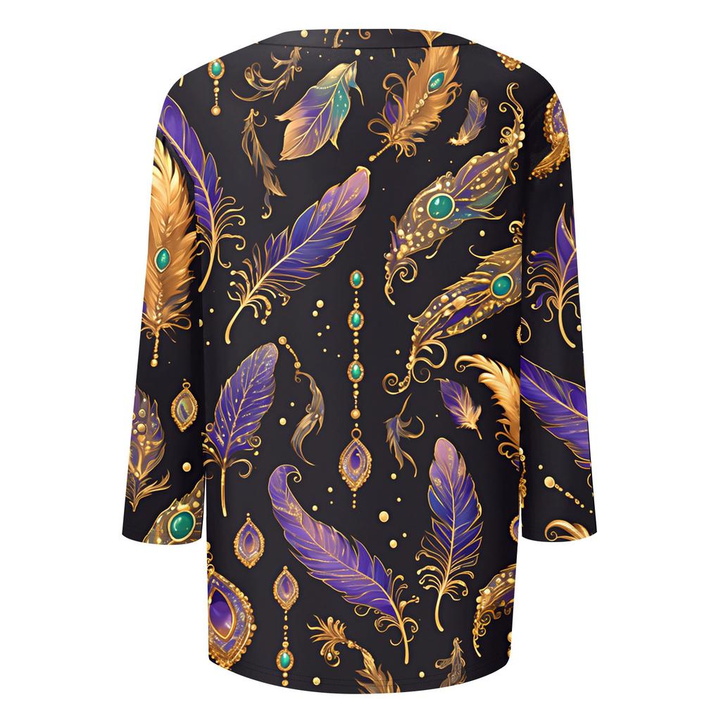 Dámské tričko s potiskem 3/4 rukáv denní víkendová móda základní véčkový výstřih běžný top