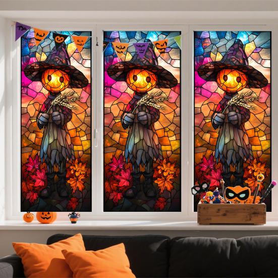 Halloween Window Cling Waterproof PVC Skull Spider Pumpkin Witch Grim Reaper Static Glass Sticker Home Office Party Decoration Decal