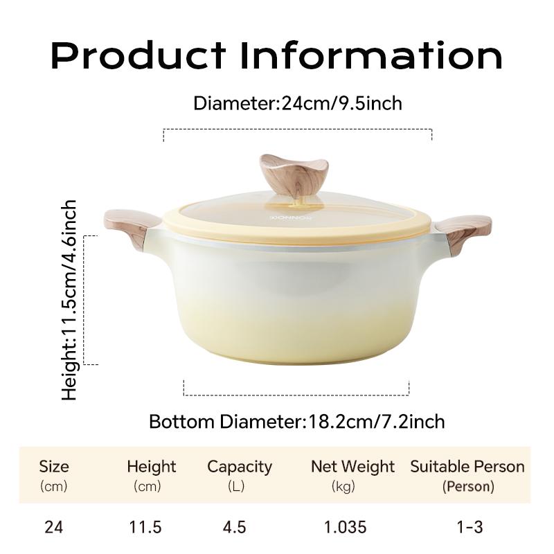 DONNOR Nonstick Die Casting Stock Pot Micro Pressure Soup Pot with Lid 4.7QT Induction Compatible Ceramic Casserole