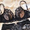 Set nou de lenjerie intimă pentru femei, sexy, cu dantelă, sutien push-up franțuzesc cu cupă subțire 3/4, bralette, decor drăguț cu fundă, lenjerie intimă, sutiene confortabile, seturi de chiloți
