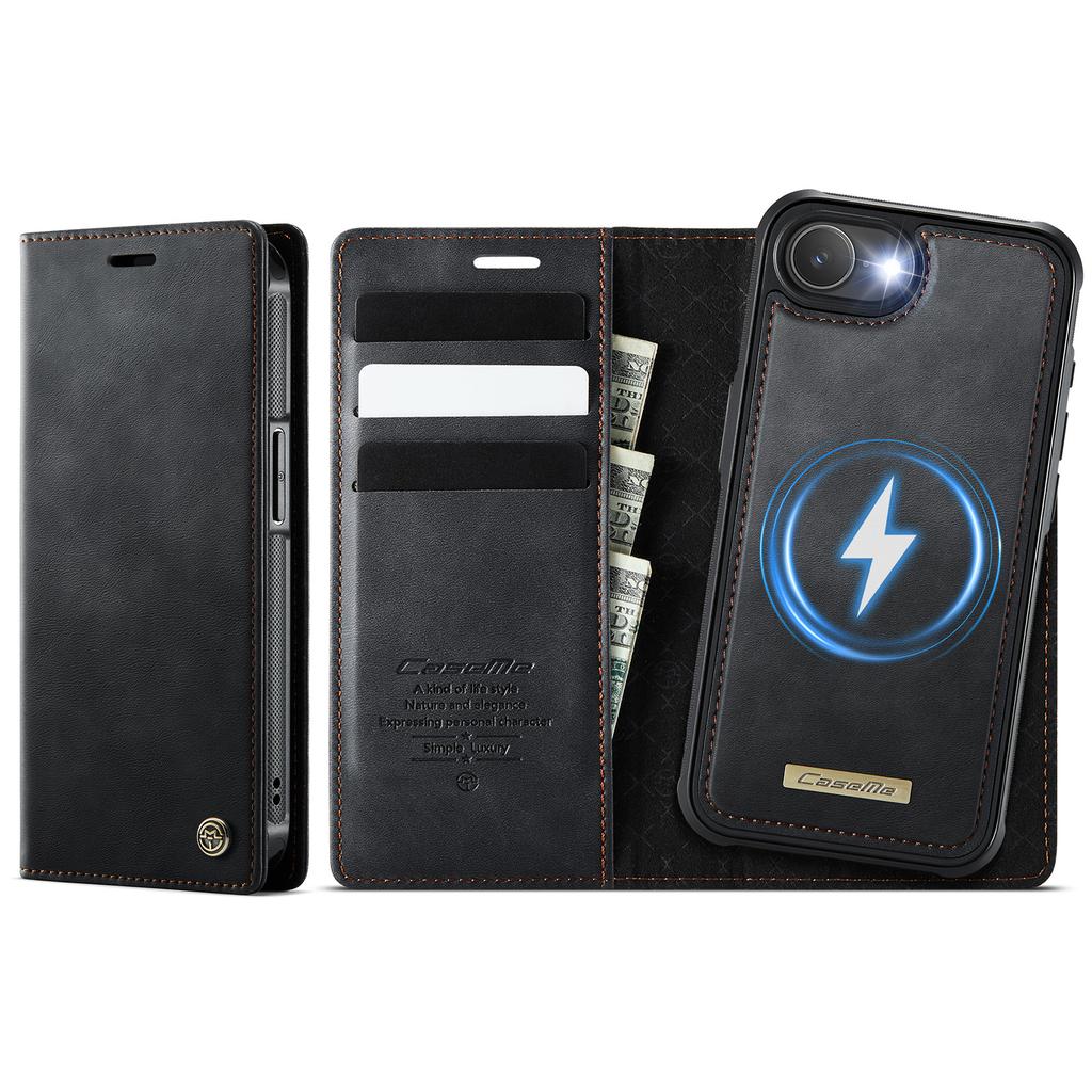 For iPhone 16e Case CASEME C49 Compatible with MagSafe RFID Blocking Detachable Wallet Leather Phone Cover