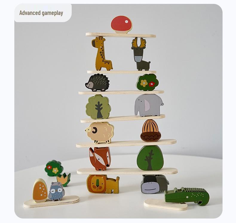 Wooden Animal Balance Stacking Blocks - Early Education Toy for Kids
