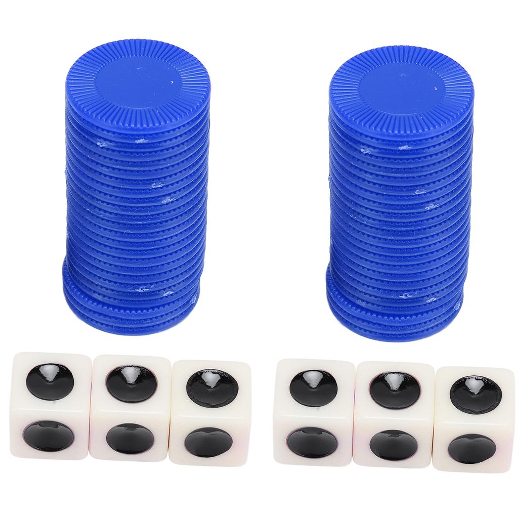 2 Sets Left Right Center Dice Game 16mm With 3 Dices 24 Chips for Family Nights Friends Gatherings Games Parties Red